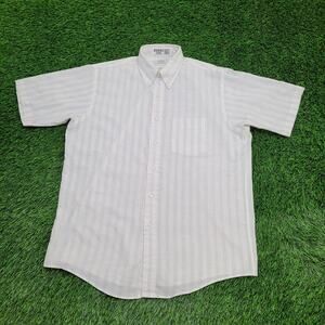 Vintage 90s Arrow Dover MOD Button Shirt XL 24x31 White Stripes